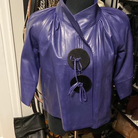 Stunning purple leather bolero jacket - Picture 2 of 8